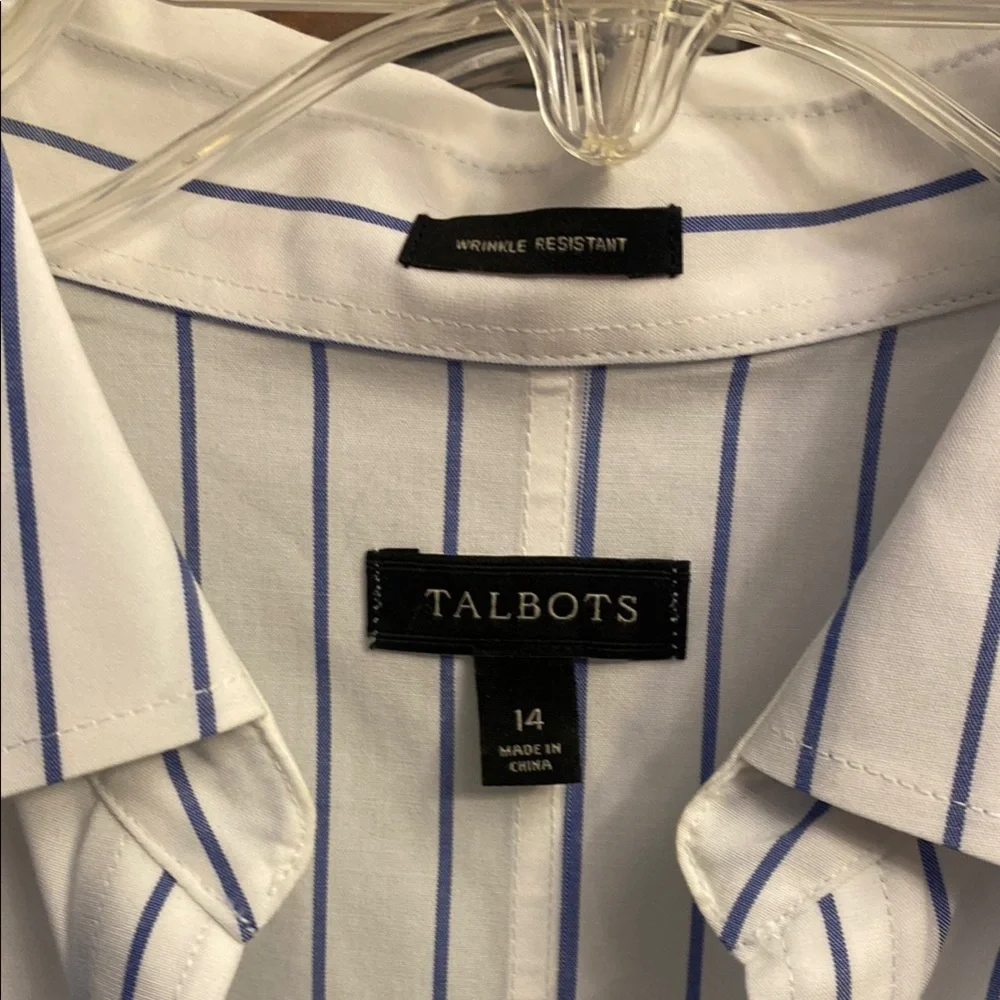 Talbots White and Black Boxy Button Down Shirt - Picture 2 of 6